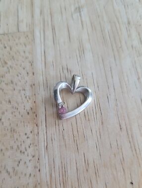 Kay Jewelers Silver Heart Pendant with Pink Stone Accent